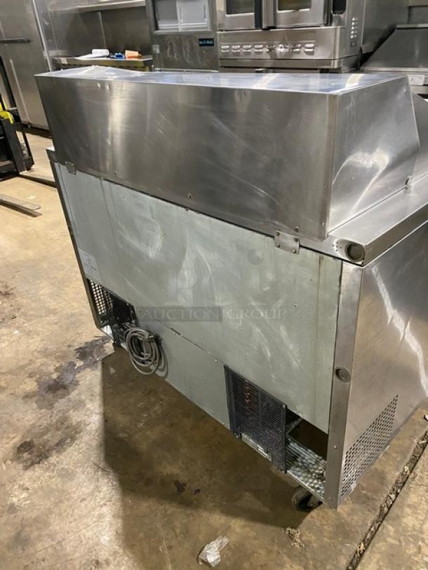 Turbo Air Commercial Stainless Steel 2 Door Refrigerated Bain Marie Style Mega Top Salad/Sandwich Prep Table! With Poly Coated Wire Racks! Model: TST-48SD-18 SN: KM4189Z006! 115V! On Casters! - Image 4 of 9