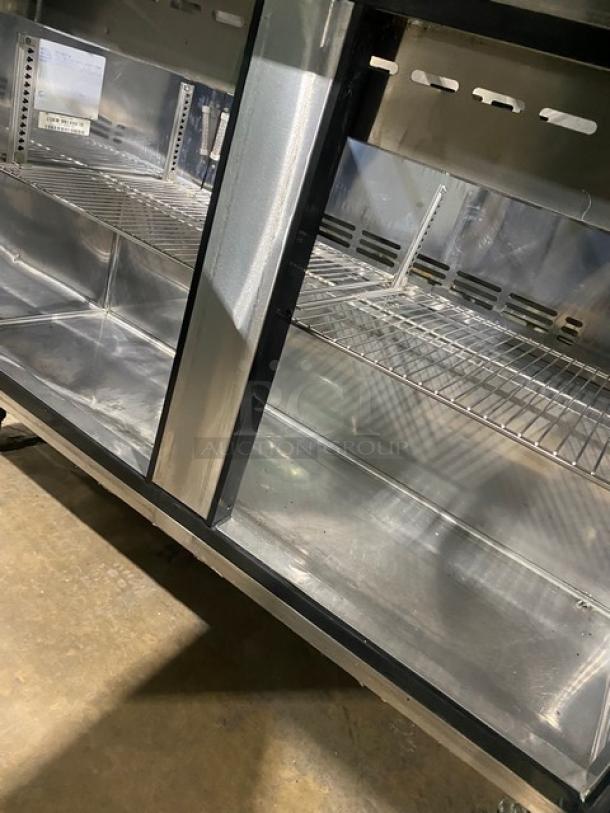 Turbo Air Commercial Stainless Steel 2 Door Refrigerated Bain Marie Style Mega Top Salad/Sandwich Prep Table! With Poly Coated Wire Racks! Model: TST-48SD-18 SN: KM4189Z006! 115V! On Casters! - Image 6 of 9