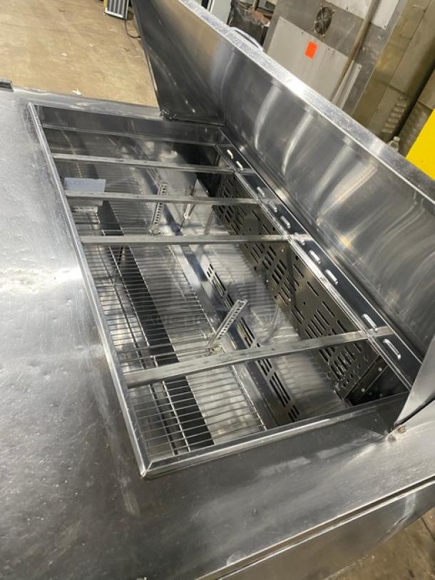 Turbo Air Commercial Stainless Steel 2 Door Refrigerated Bain Marie Style Mega Top Salad/Sandwich Prep Table! With Poly Coated Wire Racks! Model: TST-48SD-18 SN: KM4189Z006! 115V! On Casters! - Image 8 of 9