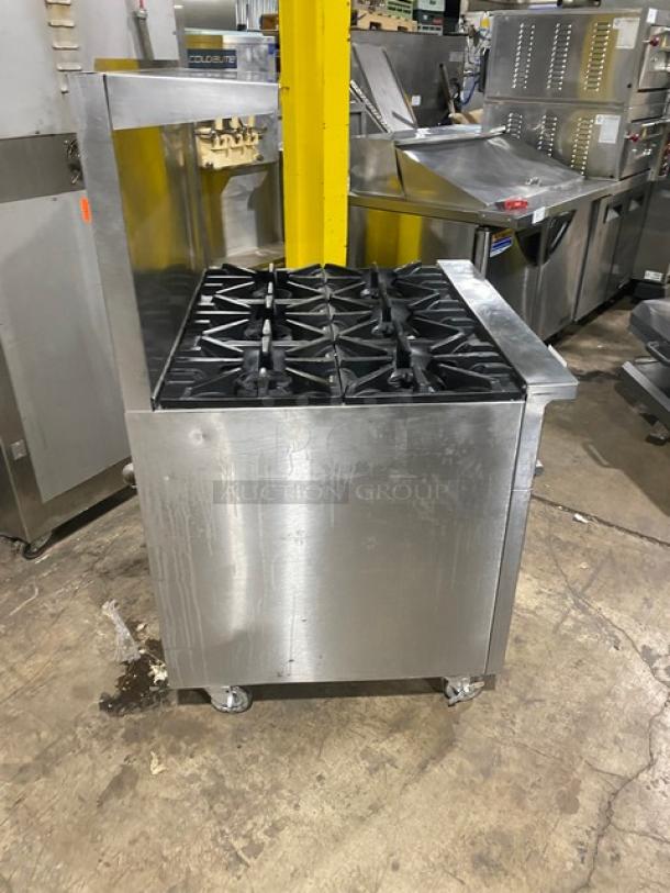 SunFire Commercial Stainless Steel Natural Gas Powered 6 Burner Range/Oven Combo! With Back Splash & Overhead Salamander Shelf! With Wire Oven Racks! On Casters! - Image 3 of 8
