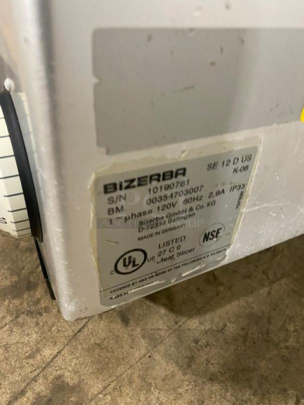Bizerba Commercial Stainless Steel Electric Powered Countertop Deli Meat Slicer! Model: SE12D SN: 10190761! 120V 1 Phase! On Legs! - Image 8 of 8