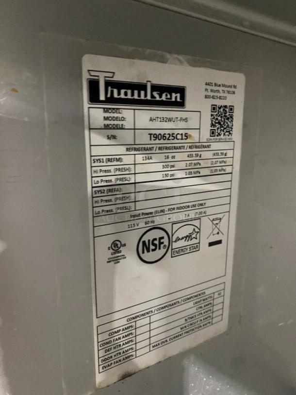 Traulsen Commercial Stainless Steel Solid Single Door Reach In Refrigerator! Energy Star Certified! With Wire Racks! Model: AHT132WUT-FHS SN: T90625C15! 115V! On Casters! - Image 5 of 8