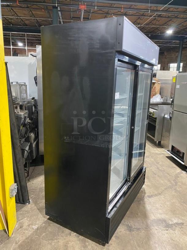 Kool-It Commercial Black Double Glass Sliding Door Reach In Merchandiser Refrigerator! With Poly Coated Wire Racks! Model: KSM-50 SN: KSM50210106004! 115V! - Image 2 of 7
