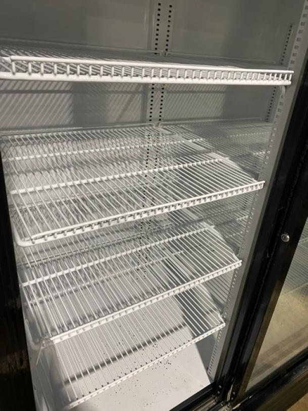 Kool-It Commercial Black Double Glass Sliding Door Reach In Merchandiser Refrigerator! With Poly Coated Wire Racks! Model: KSM-50 SN: KSM50210106004! 115V! - Image 5 of 7