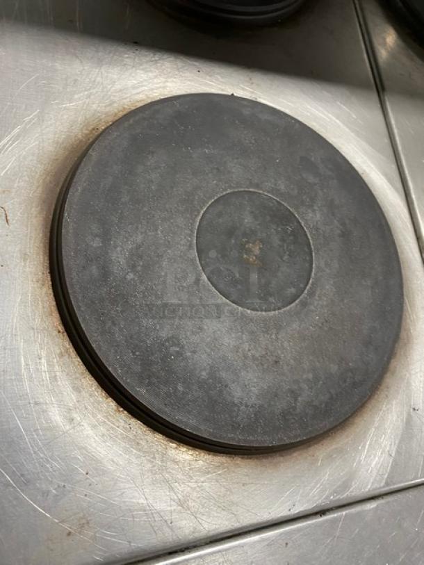 Imperial Commercial Stainless Steel Electric Powered 4 Burner Hot Plate Range/Oven Combo! With Back Splash & Overhead Salamander Shelf! With Wire Oven Rack! On Legs! - Image 6 of 9