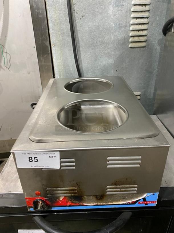 Adcraft Commercial Stainless Steel Electric Powered Countertop Single Well Food Warmer! With 2-Hole Adapter Plate! Model: FW-1200WF! 120V! On Legs! - Image 1 of 7