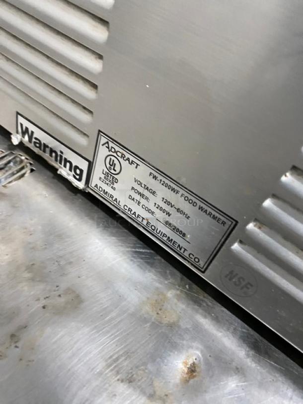 Adcraft Commercial Stainless Steel Electric Powered Countertop Single Well Food Warmer! With 2-Hole Adapter Plate! Model: FW-1200WF! 120V! On Legs! - Image 6 of 7