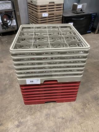 Lot Of Commercial 16-Compartment Cup/Glass Rack! With Extenders! ALL ONE MONEY!