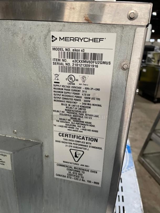 MerryChef! 2021 Late Model! Commercial Stainless Steel Electric Powered Countertop Rapid Cook Oven! With EasyTouch Icon-Driven Touchscreen! With Baking/Roasting Pan! Model: Eikon E3 SN: 2101213091916! 208/240V 2 Phase +GND! - Image 5 of 8