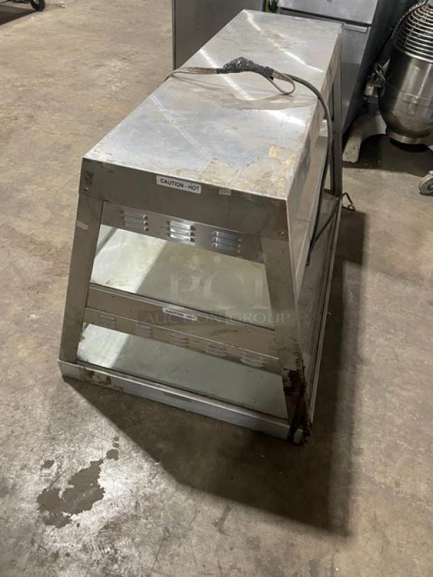 Merco Commercial Stainless Steel Slanted Glass Electric Powered Countertop Heated 2-Tier Merchandiser Display Showcase! - Image 3 of 7