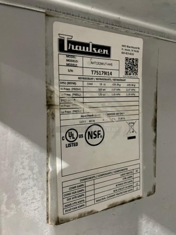 Traulsen Spec-Line Series Commercial Stainless Steel Half Door Single Section Reach In Refrigerator! With Poly Coated Wire Racks! Model: AHT132WUT-HHS SN: T75179I14! 115V 1 Phase! On Casters! - Image 7 of 9