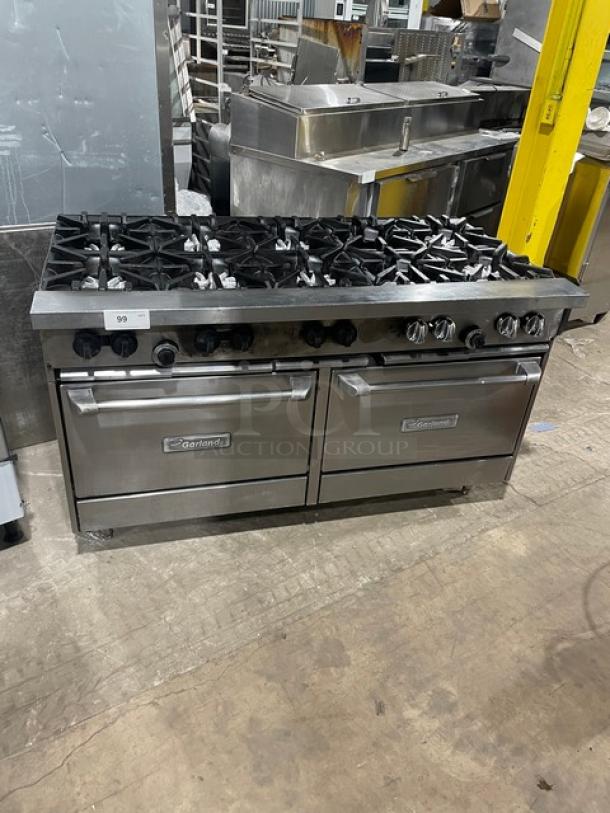 Garland Commercial Stainless Steel Natural Gas Powered 10 Burner Range/Double Oven Combo! With Wire Oven Racks! On Legs! - Image 1 of 10