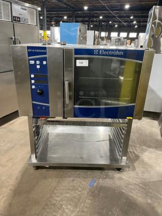 Electrolux Air-O-Convect Series Commercial Stainless Steel Natural Gas Powered Combi Oven! With Wired Oven Racks! With Heavy Duty Pan Holding Equipment Base! Model: AOS062GCP1 SN: 32010003! 120V 1 Phase! On Legs!