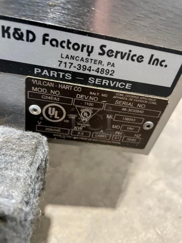 Vulcan Commercial Stainless Steel Electric Powered Countertop 3-Pan Convection Steamer! With Built In Pan Holding Rack! Model: C24EA3 SN: 46-3030840! 208/240V 3/1 Phase! - Image 7 of 8