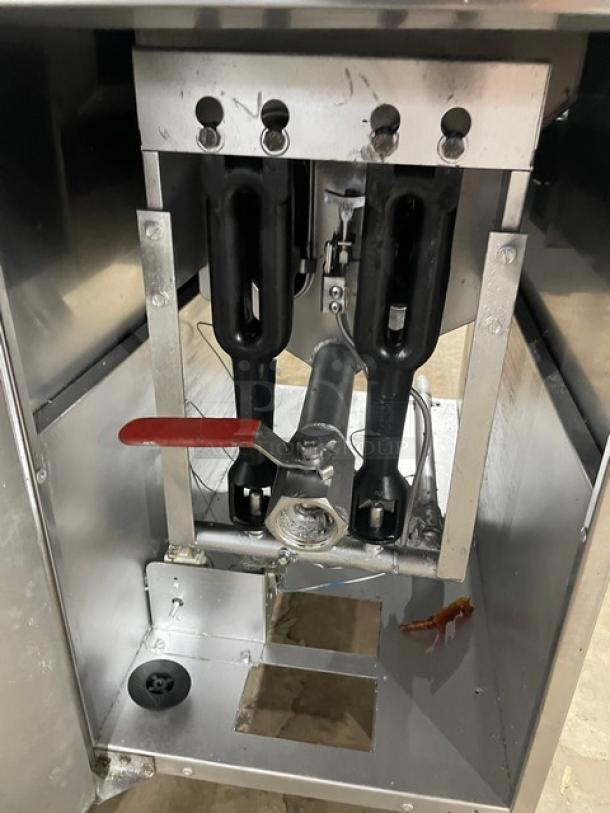 Tri-Star Commercial Stainless Steel Natural Gas Powered Deep Fat Fryer! With Back Splash & Basket Hanger! On Legs! - Image 6 of 8