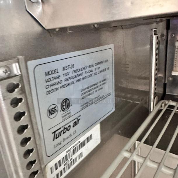 Excellent Condition Turbo Air MST-28 Sandwich Prep Table – 115V – Tested & Working! - Image 6 of 6