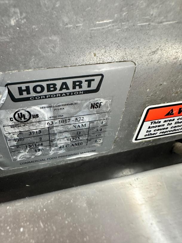 Excellent Condition Hobart 3713 Automatic Meat Slicer – 120V – Tested & Working! - Image 5 of 5