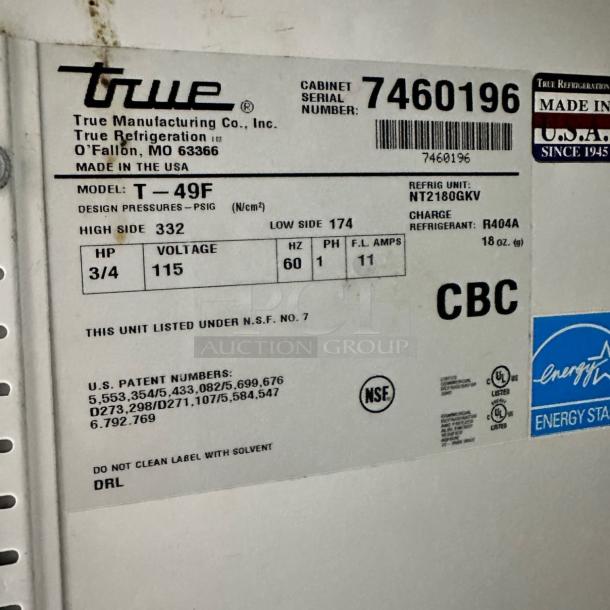 Excellent True T-49F Two-Door Reach-In Freezer – 115V – Tested & Working! - Image 5 of 5