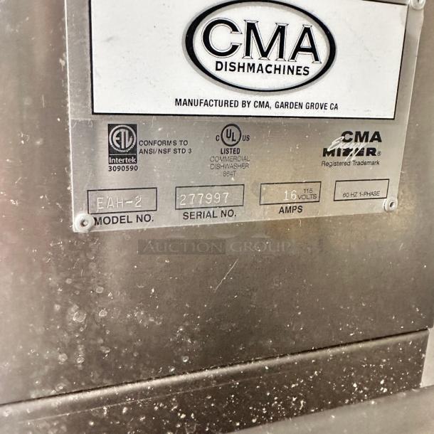 Excellent CMA Dishmachines AH-2 - 40 Rack/Hr Door-Type Pass Through Dishwasher 115volt Tested and Working! - Image 8 of 8