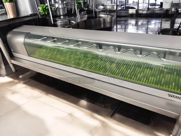 Excellent Yoshimasa YMSC-6-L 72″ Self-Contained Curved Glass Refrigerated Sushi Case 115volt Tested and Working! - Image 2 of 11