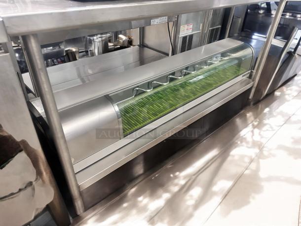 Excellent Yoshimasa YMSC-6-L 72″ Self-Contained Curved Glass Refrigerated Sushi Case 115volt Tested and Working! - Image 3 of 11