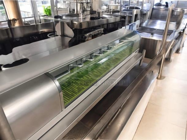 Excellent Yoshimasa YMSC-6-L 72″ Self-Contained Curved Glass Refrigerated Sushi Case 115volt Tested and Working! - Image 6 of 11