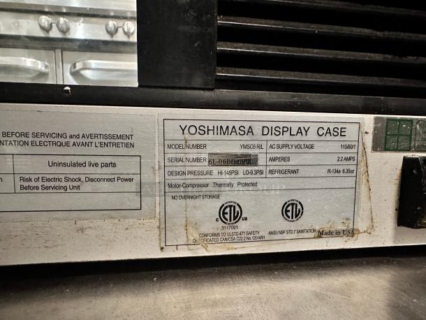 Excellent Yoshimasa YMSC-6-L 72″ Self-Contained Curved Glass Refrigerated Sushi Case 115volt Tested and Working! - Image 11 of 11