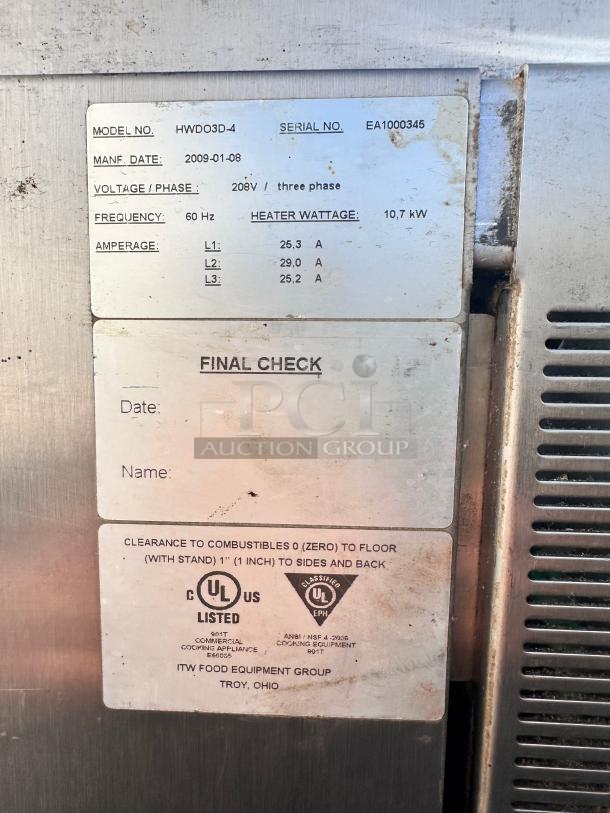 Hobart HWDO3D-4 Electric Double Deck Pizza Oven – 208V, Three Phase, Tested & Working! - Image 9 of 9