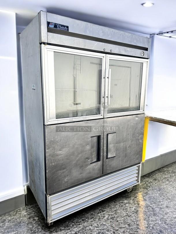 Excellent True 54" Reach-In Refrigerator – Double Glass Door, Stainless Steel 115volt Tested and Working! - Image 1 of 7