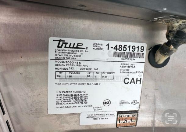 Excellent Condition True TCGG-48-S Refrigerated Display Case – Tested & Working! - Image 9 of 9