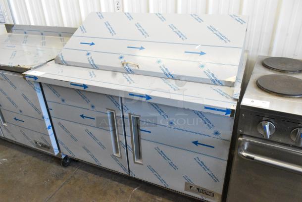 BRAND NEW SCRATCH AND DENT! 2021 Berg EDMT 48 18 BERG HC Stainless Steel Commercial Sandwich Salad Prep Table Bain Marie Mega Top on Commercial Casters 115 Volts, 1 Phase. Tested and Working! - Image 2 of 10