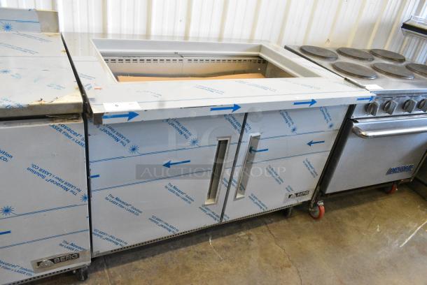 BRAND NEW SCRATCH AND DENT! 2021 Berg EDMT 48 18 BERG HC Stainless Steel Commercial Sandwich Salad Prep Table Bain Marie Mega Top on Commercial Casters 115 Volts, 1 Phase. Tested and Working! - Image 6 of 10