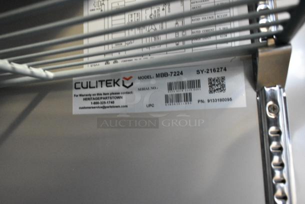 BRAND NEW SCRATCH AND DENT! Culitek MBB-7224 Metal Commercial 3 Door Back Bar Cooler. 115 Volts, 1 Phase. Tested and Working! - Image 7 of 7