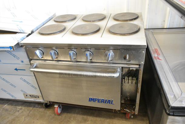 Imperial IR-6-E Stainless Steel Commercial Electric Powered 6 Burner Range w/ Oven on Commercial Casters. 208 Volts, 1 Phase. - Image 2 of 14