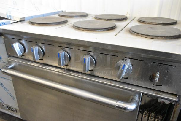 Imperial IR-6-E Stainless Steel Commercial Electric Powered 6 Burner Range w/ Oven on Commercial Casters. 208 Volts, 1 Phase. - Image 6 of 14