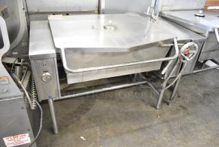 Vulcan VETS-30 Stainless Steel Commercial Floor Style Electric Powered Tilting Braising Pan. 480 Volts, 3 Phase.