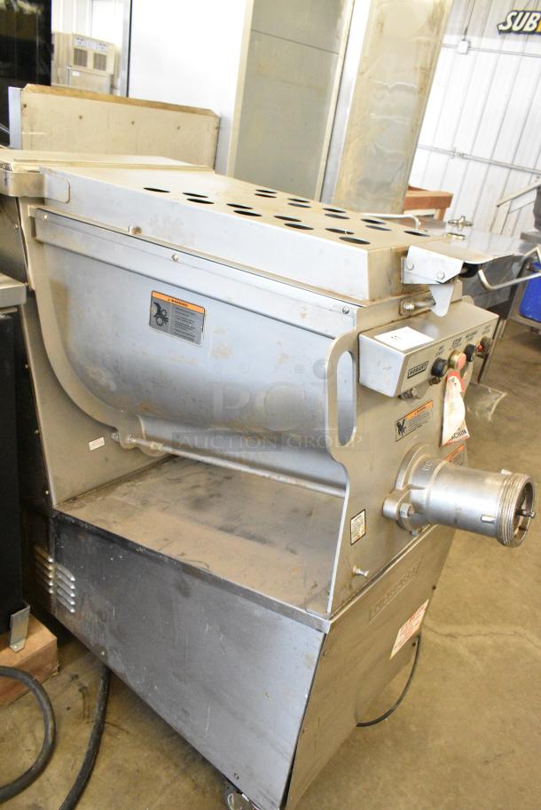 Hobart MG1632 Metal Commercial Floor Style Electric Powered Meat Mixer Grinder w/ Foot Pedal on Commercial Casters. 208 Volts, 3 Phase. - Image 3 of 8