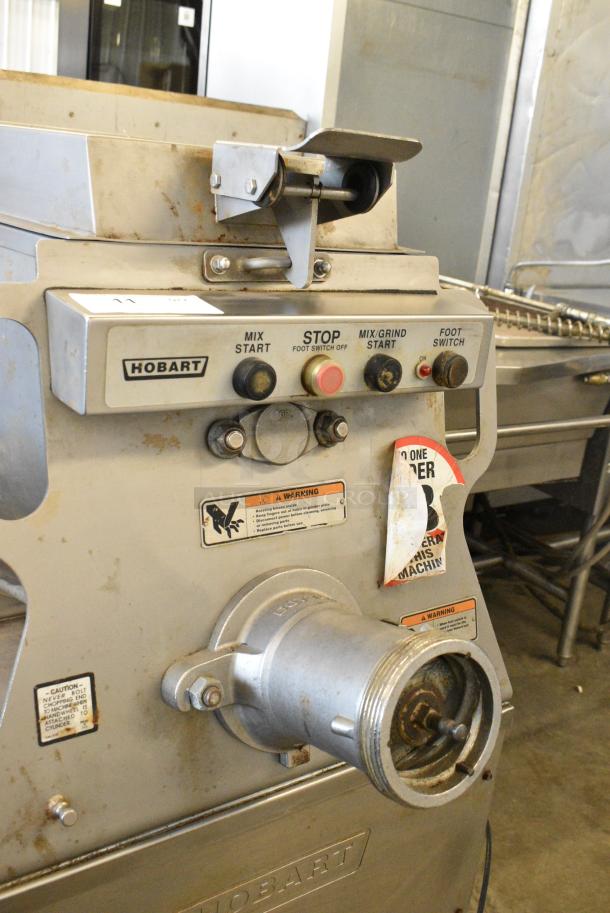 Hobart MG1632 Metal Commercial Floor Style Electric Powered Meat Mixer Grinder w/ Foot Pedal on Commercial Casters. 208 Volts, 3 Phase. - Image 4 of 8