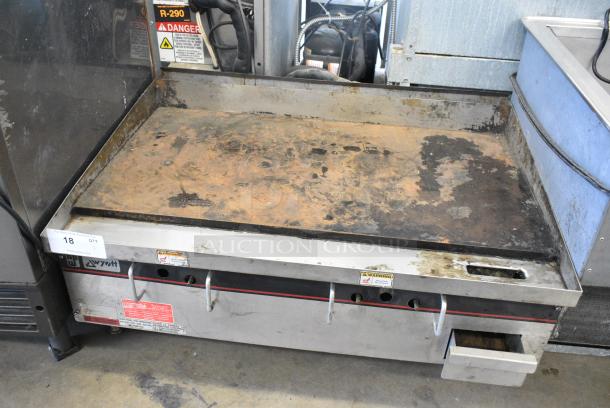 APW Wyott Stainless Steel Commercial Countertop Natural Gas Powered Flat Top Griddle. - Image 5 of 5