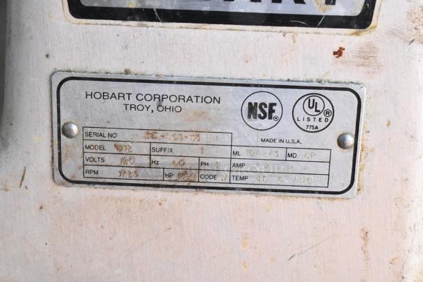 Hobart 1912 Stainless Steel Commercial Countertop Meat Slicer. 120 Volts, 1 Phase. Tested and Working! - Image 8 of 8