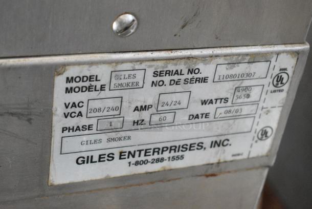 Giles Giles Smoker Metal Commercial Electric Powered Single Deck Pressure Smoker Cabinet. 208/240 Volts, 1 Phase. - Image 6 of 6