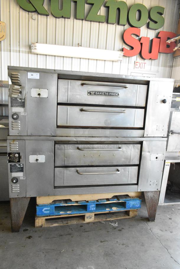 2 Bakers Pride DS805 Stainless Steel Commercial Natural Gas Powered Single Deck Pizza Oven on Metal Legs. 70,000 BTU. 2 Times Your Bid! - Image 1 of 9