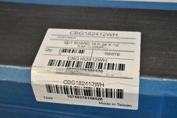 3 BRAND NEW!  Boxes of 6 San Jamar CBG182412WH Saf-T-Grip® 24" x 18" x 1/2" White Cutting Board with Hook. 3 Times Your Bid! - Image 3 of 5