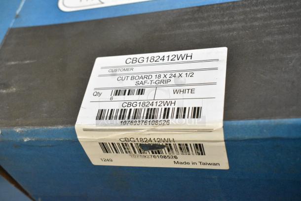 3 BRAND NEW!  Boxes of 6 San Jamar CBG182412WH Saf-T-Grip® 24" x 18" x 1/2" White Cutting Board with Hook. 3 Times Your Bid! - Image 5 of 5