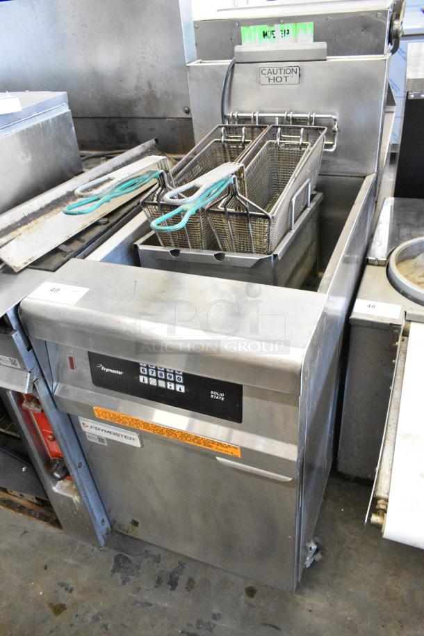 2018 Frymaster GPCSC Stainless Steel Commercial Floor Style Natural Gas Powered Deep Fat Fryer w. Metal Fry Baskets on Commercial Casters. 80,000 BTU. - Image 2 of 11