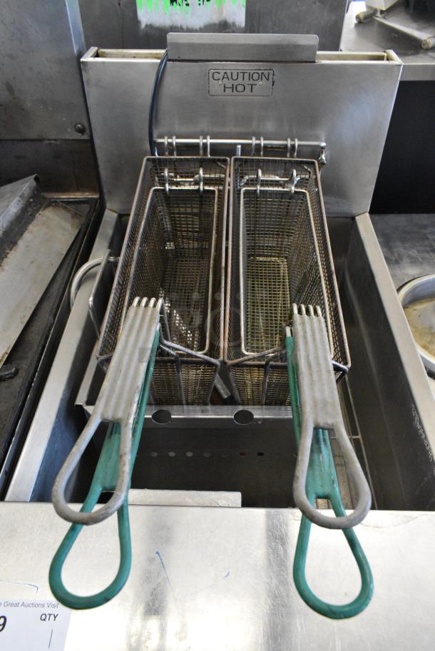2018 Frymaster GPCSC Stainless Steel Commercial Floor Style Natural Gas Powered Deep Fat Fryer w. Metal Fry Baskets on Commercial Casters. 80,000 BTU. - Image 5 of 11