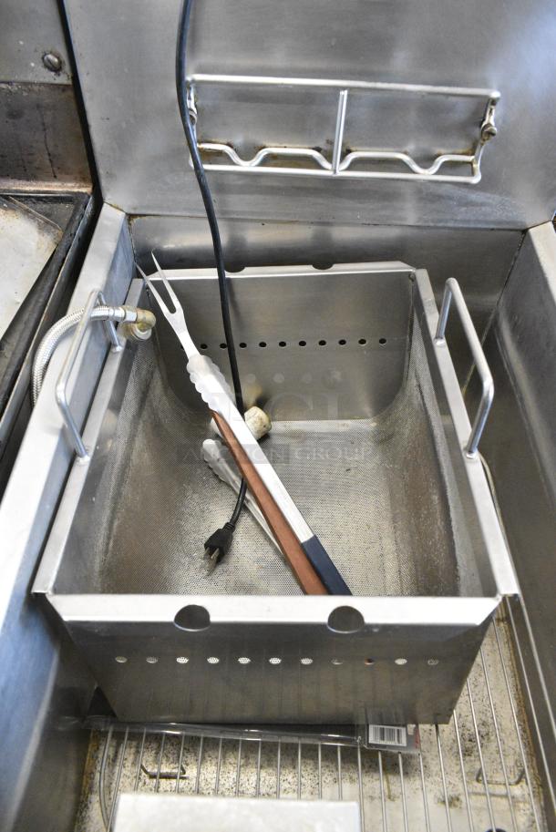2018 Frymaster GPCSC Stainless Steel Commercial Floor Style Natural Gas Powered Deep Fat Fryer w. Metal Fry Baskets on Commercial Casters. 80,000 BTU. - Image 6 of 11