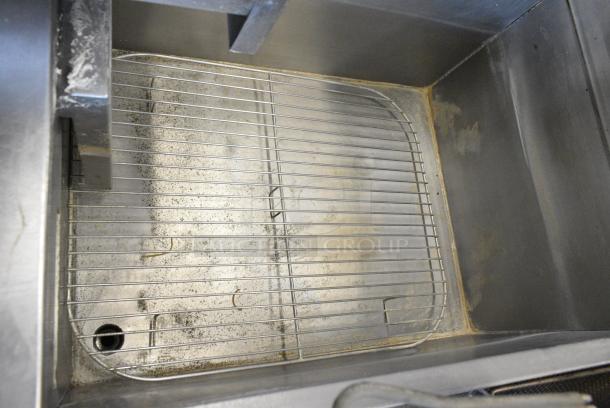 2018 Frymaster GPCSC Stainless Steel Commercial Floor Style Natural Gas Powered Deep Fat Fryer w. Metal Fry Baskets on Commercial Casters. 80,000 BTU. - Image 8 of 11