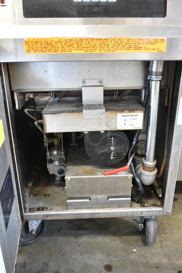 2018 Frymaster GPCSC Stainless Steel Commercial Floor Style Natural Gas Powered Deep Fat Fryer w. Metal Fry Baskets on Commercial Casters. 80,000 BTU. - Image 10 of 11