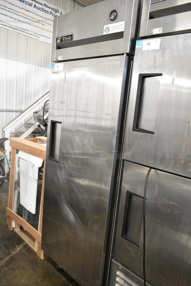 True TG1R-1S Stainless Steel Commercial Single Door Reach In Cooler on Commercial Casters. 115 Volts, 1 Phase. Tested and Working! - Image 1 of 6